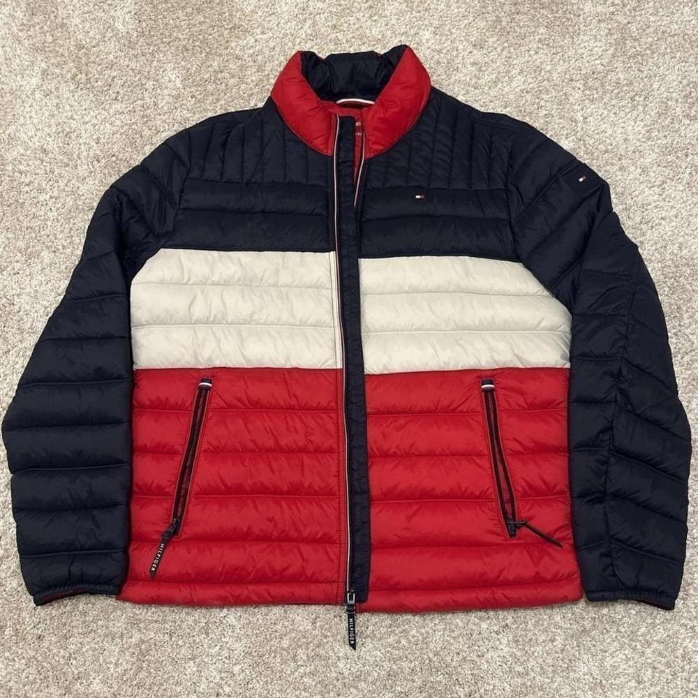 Tommy Hilfiger‎ Packable Puffer Jacket – Red, White & Navy